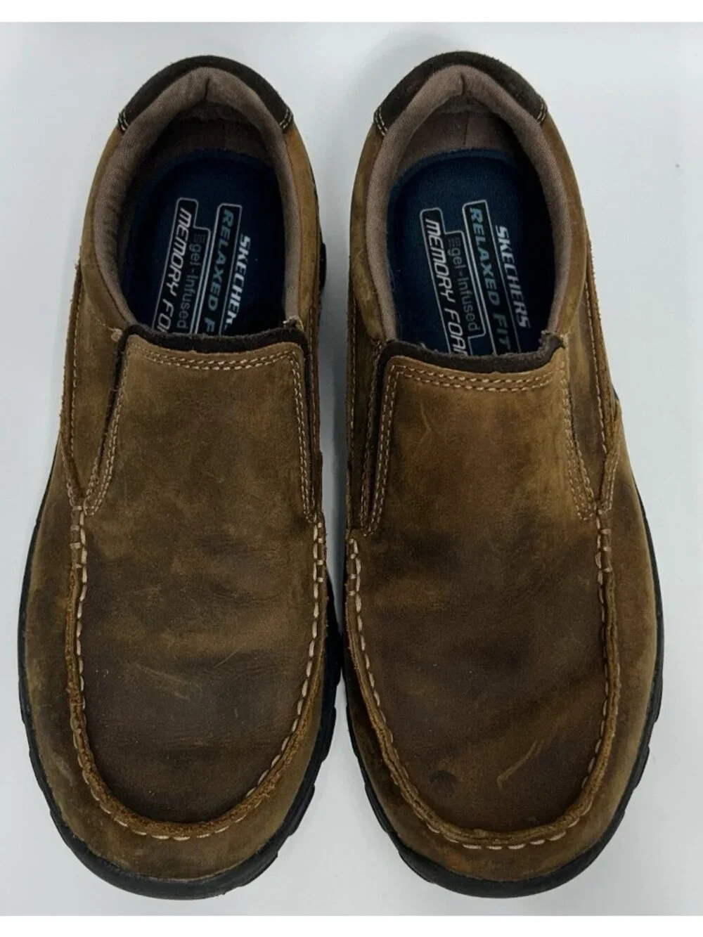 Skechers Braver Rayland Shoes Mens 8.5 Brown Slip On Leather Relaxed Fit Casual